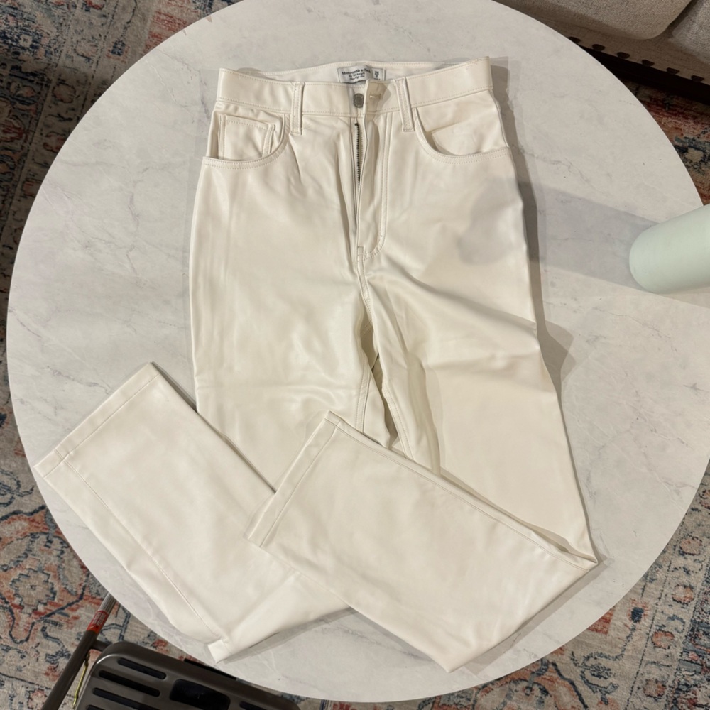 Abercrombie & Fitch White Leather Pant